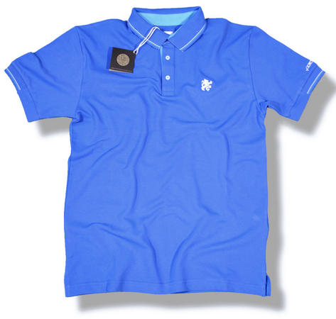New Lambretta Mod Stripe Trim Pique Polo Shirt Blue Preview